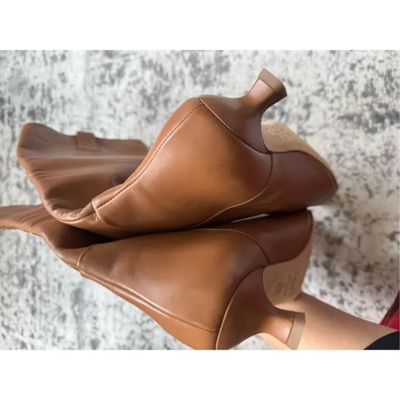 LK BENNETT Eden Tan Leather Western Style Knee-High Boots
