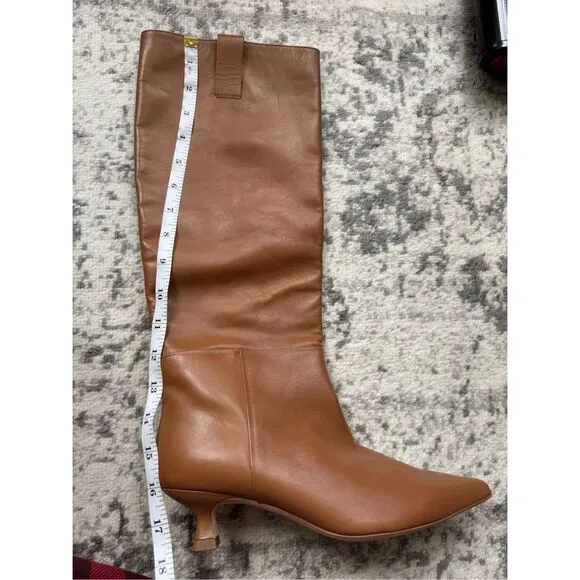 LK BENNETT Eden Tan Leather Western Style Knee-High Boots