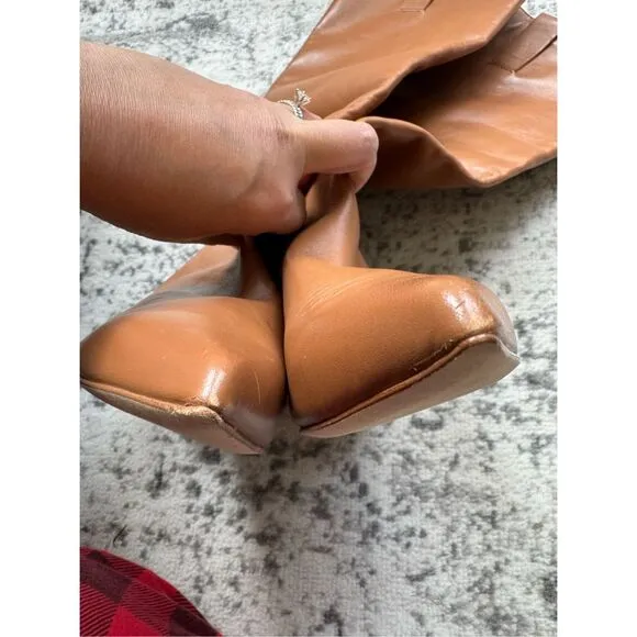 LK BENNETT Eden Tan Leather Western Style Knee-High Boots