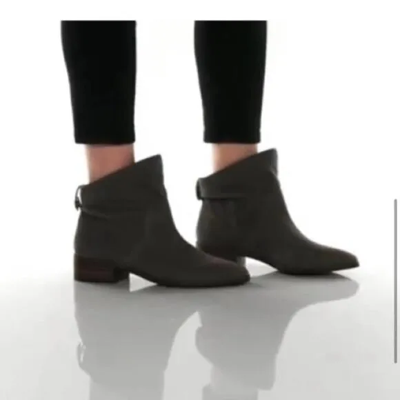 Lucky Brand Lollin Bootie Black Oiled Suede Shoes Size 9