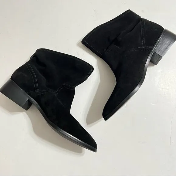 Lucky Brand Lollin Bootie Black Oiled Suede Shoes Size 9
