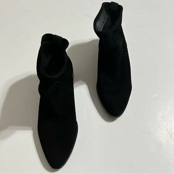 Lucky Brand Lollin Bootie Black Oiled Suede Shoes Size 9