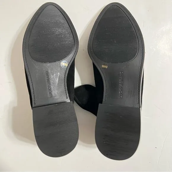 Lucky Brand Lollin Bootie Black Oiled Suede Shoes Size 9