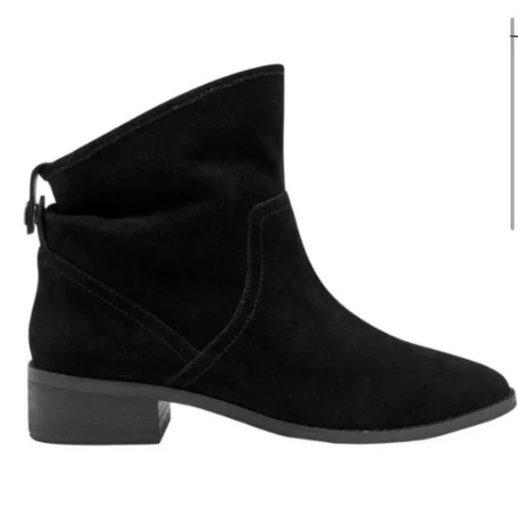 Lucky Brand Lollin Bootie Black Oiled Suede Shoes Size 9
