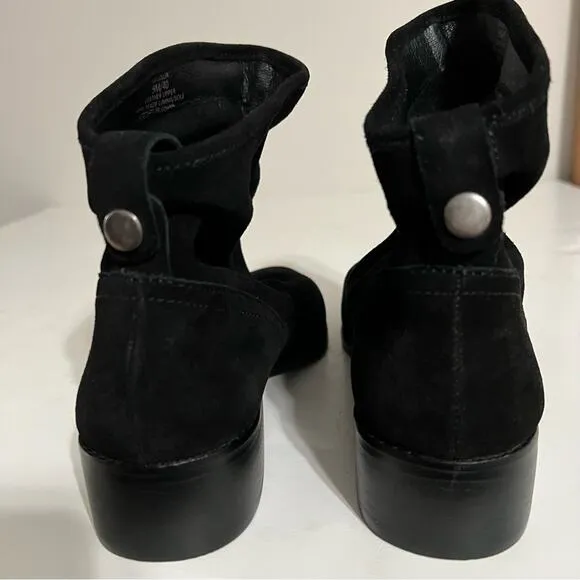 Lucky Brand Lollin Bootie Black Oiled Suede Shoes Size 9