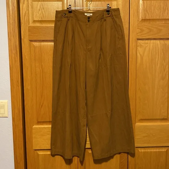Madewell The Harlow Pleated Front Wide-Leg High Rise Pants 16 Petite New