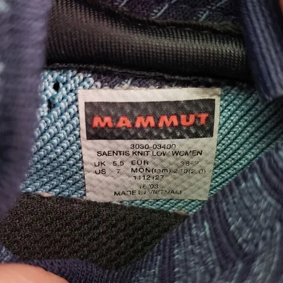 Mammut Saentis Knit Low Womens Size 7 Blue Outdoors Trail Hiking Sneaker Shoes