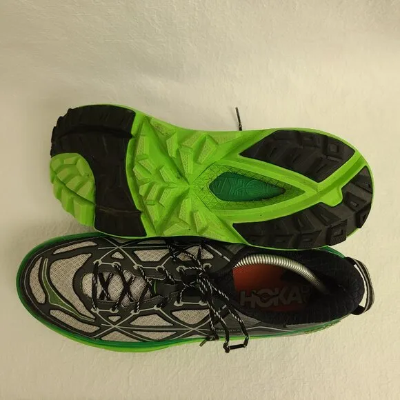 Mens Hoka ONE ONE Mafate 4 Trail Running Shoes Size: 12.5 Color: Green Black