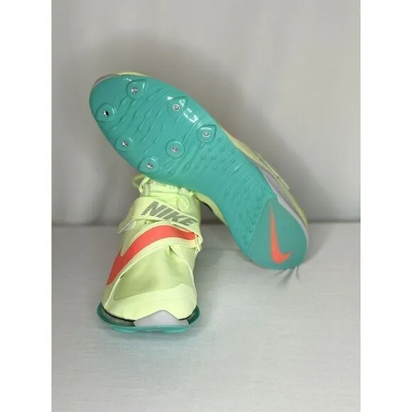 Men’s Nike Air Zoom LJ Elite Track &amp; Field‎ Long Jump Triple Green-Orange Sz 14