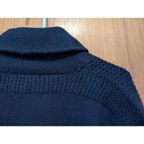 Men's Polo Ralph Lauren 100% Lamb's Wool Black LS 1/4 Zip Shawl Sweater XL
