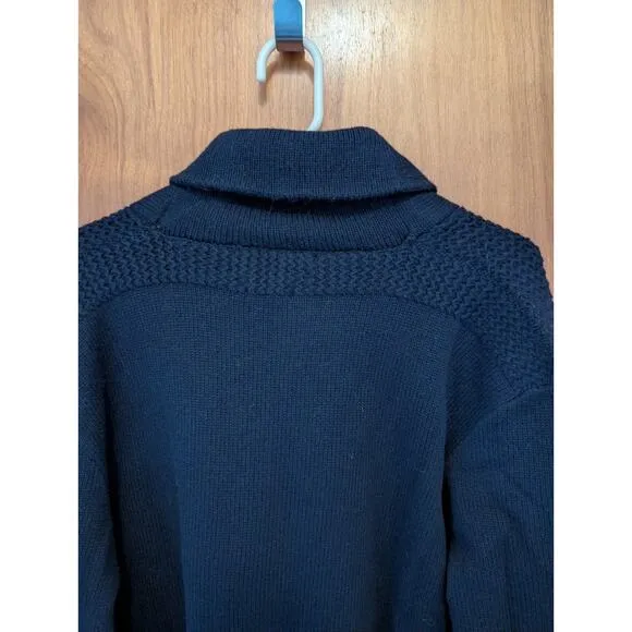 Men's Polo Ralph Lauren 100% Lamb's Wool Black LS 1/4 Zip Shawl Sweater XL