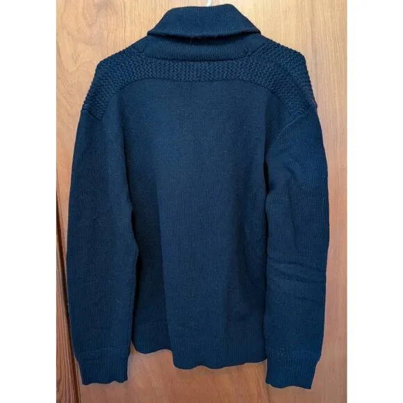 Men's Polo Ralph Lauren 100% Lamb's Wool Black LS 1/4 Zip Shawl Sweater XL