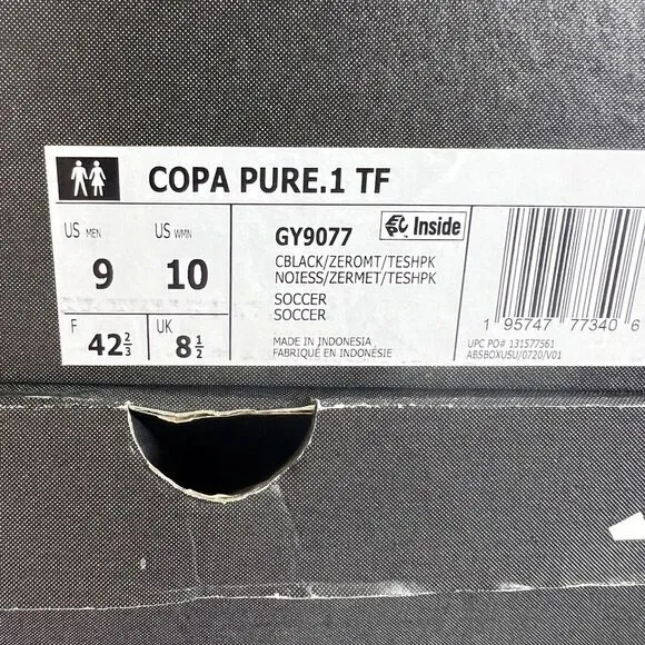 Men's Size 9 - Adidas Copa Pure.1 Indoor Soccer Turf Shoes Black Pink GY9077