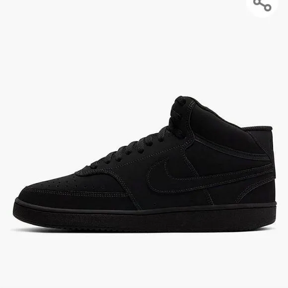 MEN'S NIKE BLACK COURT VISION MID SHOES, SIZE 8