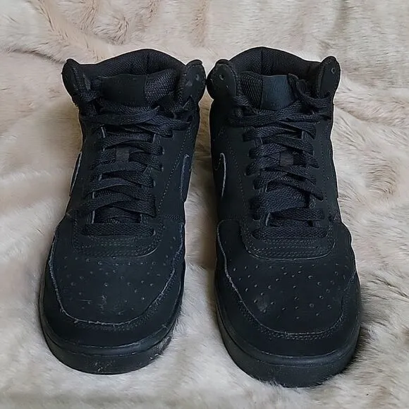 MEN'S NIKE BLACK COURT VISION MID SHOES, SIZE 8