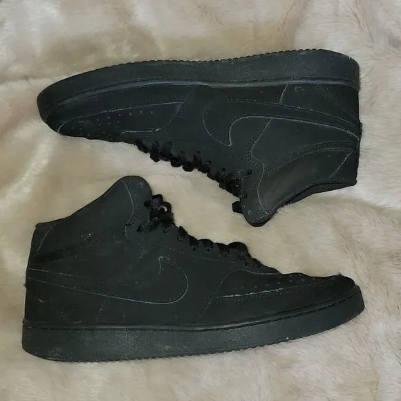 MEN'S NIKE BLACK COURT VISION MID SHOES, SIZE 8
