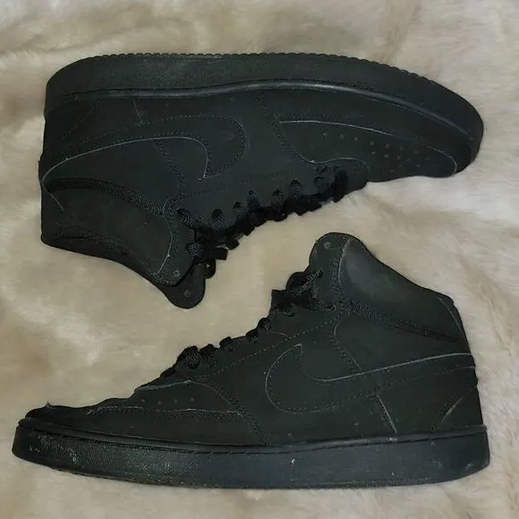 MEN'S NIKE BLACK COURT VISION MID SHOES, SIZE 8