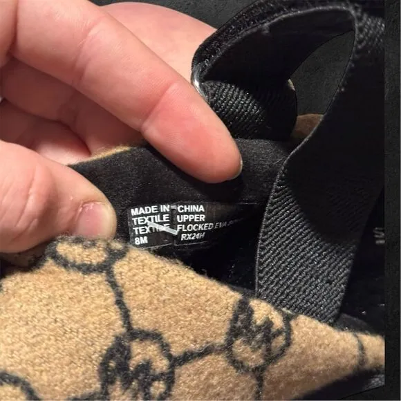 Michael Kors Noa Logo Jacquard Slide Slippers - Size 8 - NWT - Tan/Black