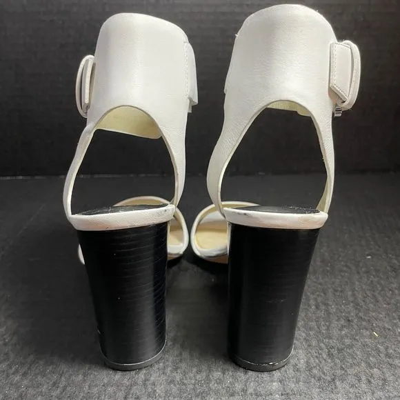 Michael Kors White Leather 4” heeled sandal 5.5M EUC WORN ONLY ONCE PRICE FIRM!!