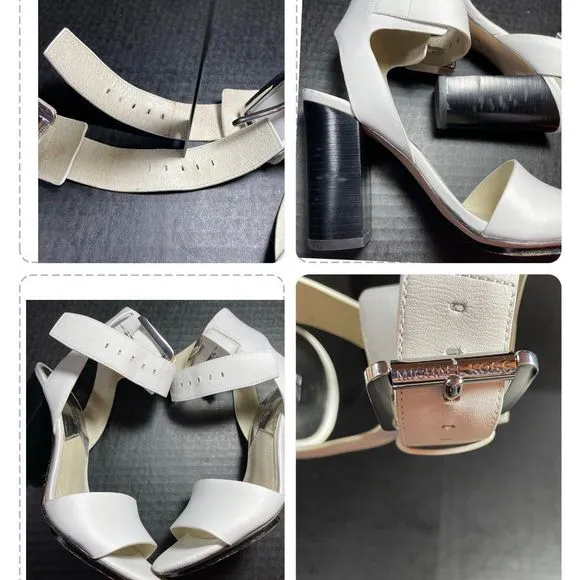 Michael Kors White Leather 4” heeled sandal 5.5M EUC WORN ONLY ONCE PRICE FIRM!!