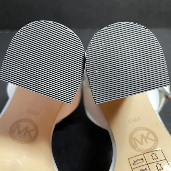 Michael Kors White Leather 4” heeled sandal 5.5M EUC WORN ONLY ONCE PRICE FIRM!!