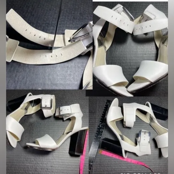 Michael Kors White Leather 4” heeled sandal 5.5M EUC WORN ONLY ONCE PRICE FIRM!!