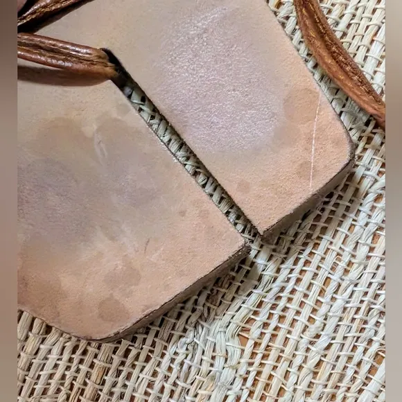 Miista • Cimarron Clay Croc Brown Leather Thong Sandals Split Toe Shoes