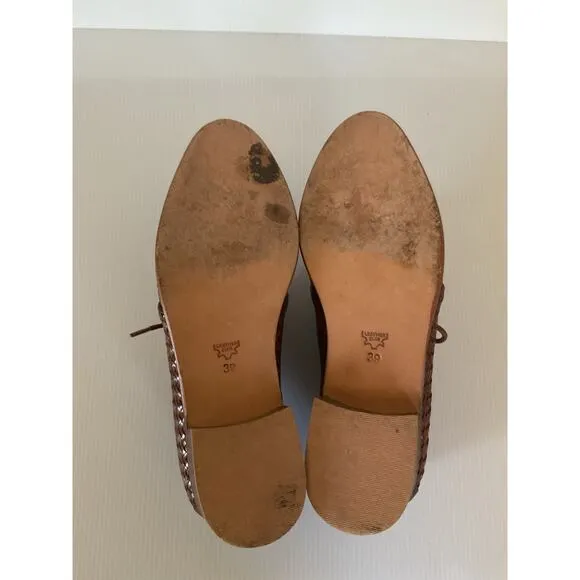 Milano Mode Italian Women's Woven Leather Oxford Shoes  Brown Sz EU 39 / 8.5 US