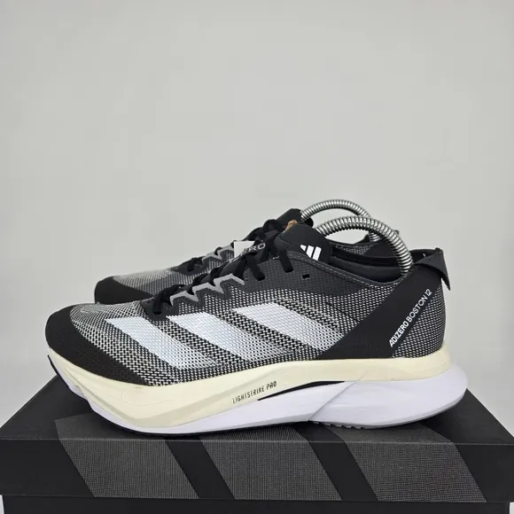 New adidas Adizero Boston 12 Core Black White Women's Running Shoes Size 8.5