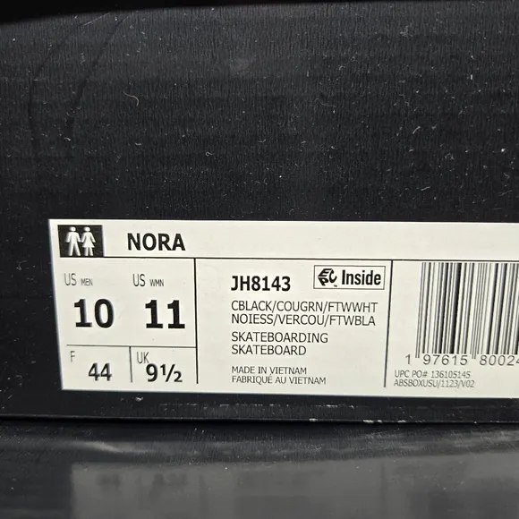 New adidas Nora 'Black Court Green' Men's Suede Shoes Size 10
