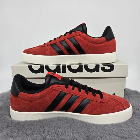 New adidas VL Court 3.0 Better Scarlet Black Men's Skateboarding Shoes Size 12