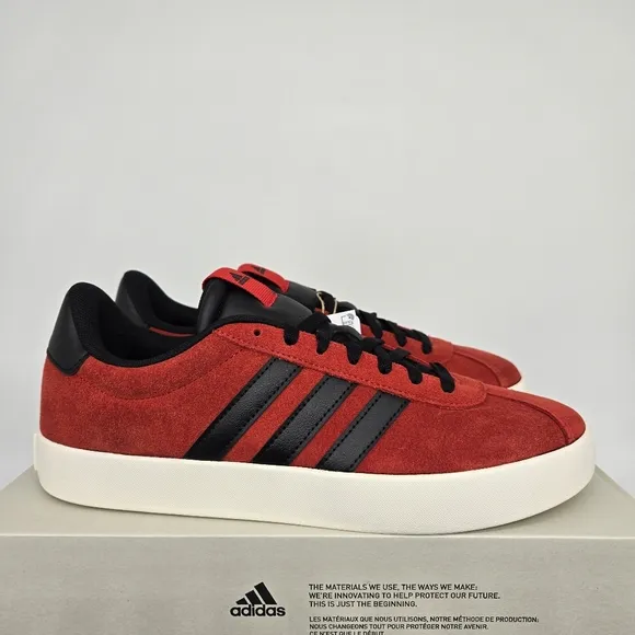 New adidas VL Court 3.0 Better Scarlet Black Men's Skateboarding Shoes Size 12