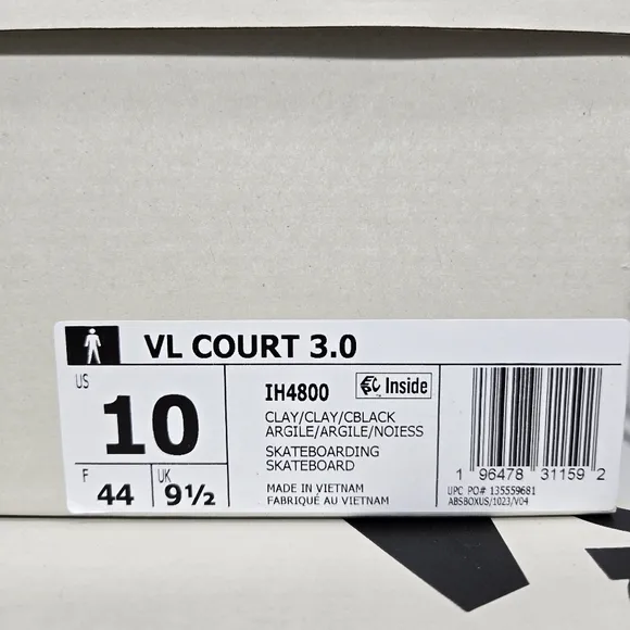 New adidas VL Court 3.0 Clay Core Black Men's Shoes Size 10