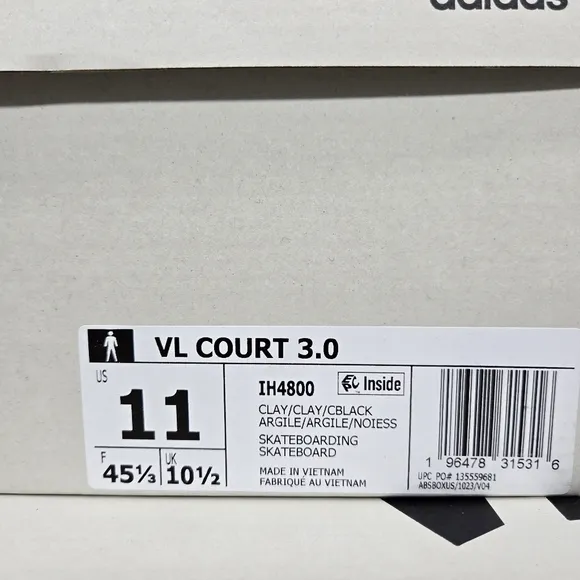 New adidas VL Court 3.0 Clay Core Black Men's Shoes Size 11