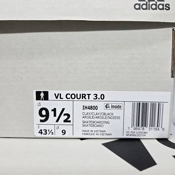 New adidas VL Court 3.0 Clay Core Black Men's Shoes Size 9.5
