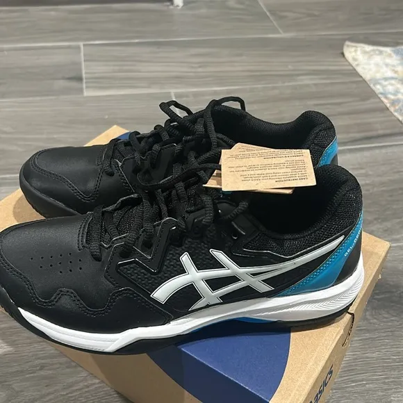 NEW ASICS Men's GEL-DEDICATE 7 CLAY Tennis Shoes 1041A224 SZ 7 Black/Island Blue