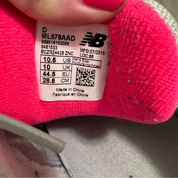 New Balance 878 Men’s Tennis Shoes Athletic Blue Pink Gray 10.5 ML878AAD