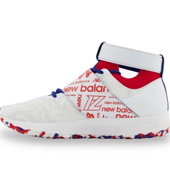 New Balance Lindor 1 Mens Baseball Turf Shoes White/Blue-Floral TLINDWB1 (NEW)