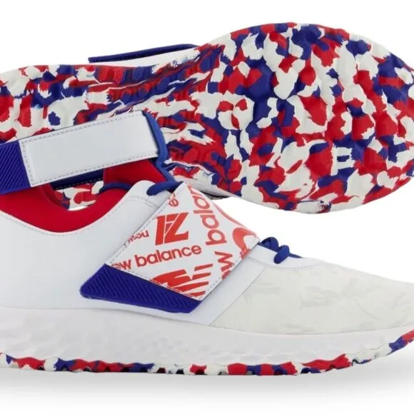 New Balance Lindor 1 Mens Baseball Turf Shoes White/Blue-Floral TLINDWB1 (NEW)