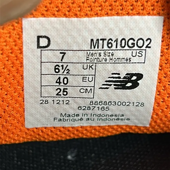 New Balance Men's 610 V2 Grey/Orange Trail running shoes size 7