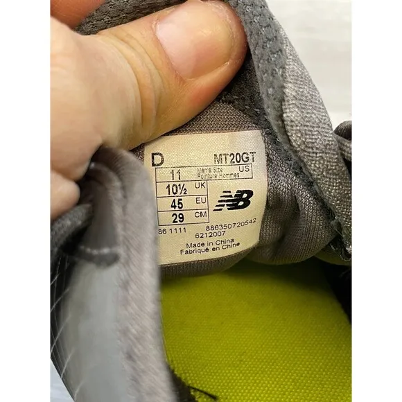 New Balance Minimus MT20GT Men's 11 Gray Synthetic Trail Running Sneaker Shoes