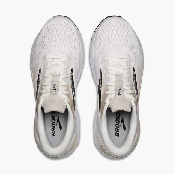 NEW BROOKS men's ghost 16 shoes in white/pelican/oyster