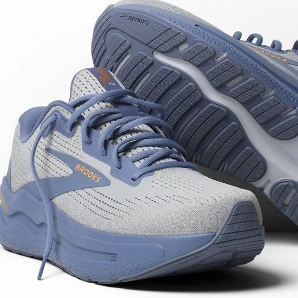 NEW BROOKS men's ghost max 2 shoes in 119 - oyster mushroom/blue/orange