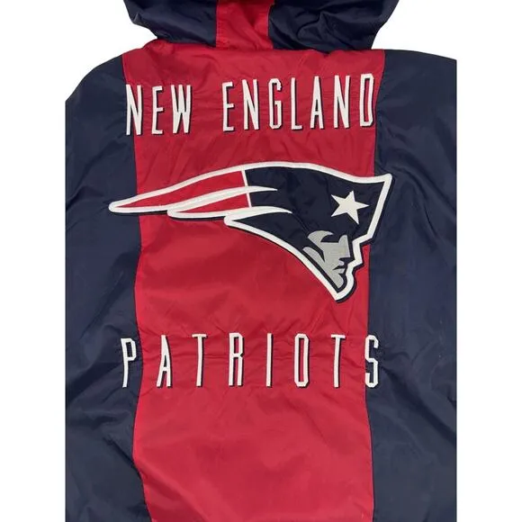 New England Patriots Men’s Hooded Windbreaker Jacket Small Blue Red NFL Apparel