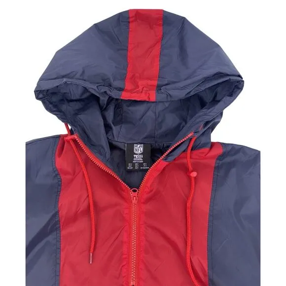 New England Patriots Men’s Hooded Windbreaker Jacket Small Blue Red NFL Apparel