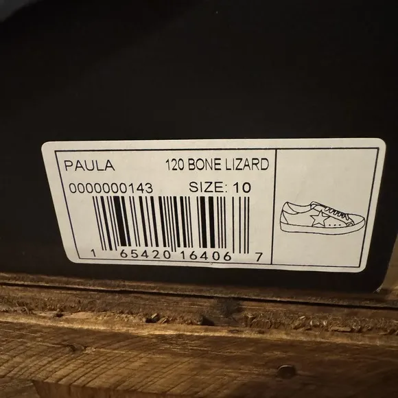 New In Box Shu Shop Paula Low Top Sneaker Bone Lizard Size 10