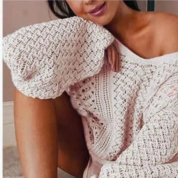 New Loose Fit Hollow Out Slouchy Crochet Knit Pullover Sweater