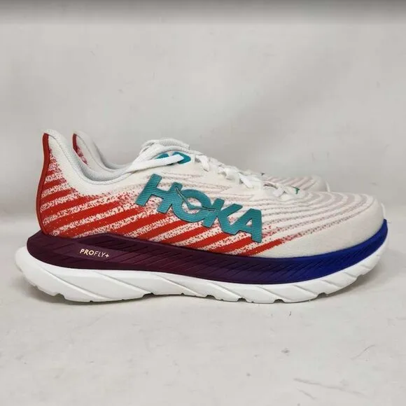 New men's 11.5 Wide Hoka Mach 5 road running sneakers White Flame 1136677 11.5W