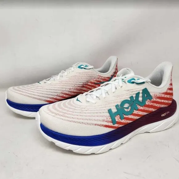 New men's 11.5 Wide Hoka Mach 5 road running sneakers White Flame 1136677 11.5W