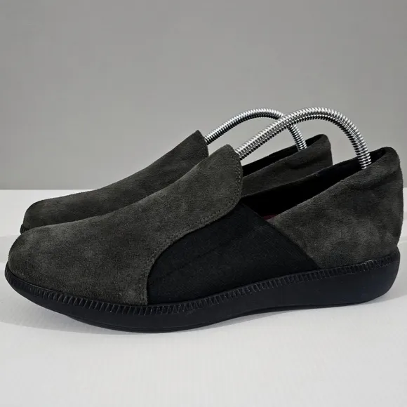 NEW Munro Clay Slip On Wedge Sneaker Loafer Womens Gray Suede Leather Size 10.5